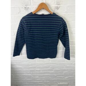 Saint James Women's Striped Ribbed Knit T-Shirt Long Sleeve Blue/Green Size XXS
